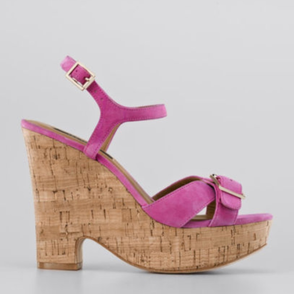 Ann Taylor Renee Cork Platform Wedges In Pink